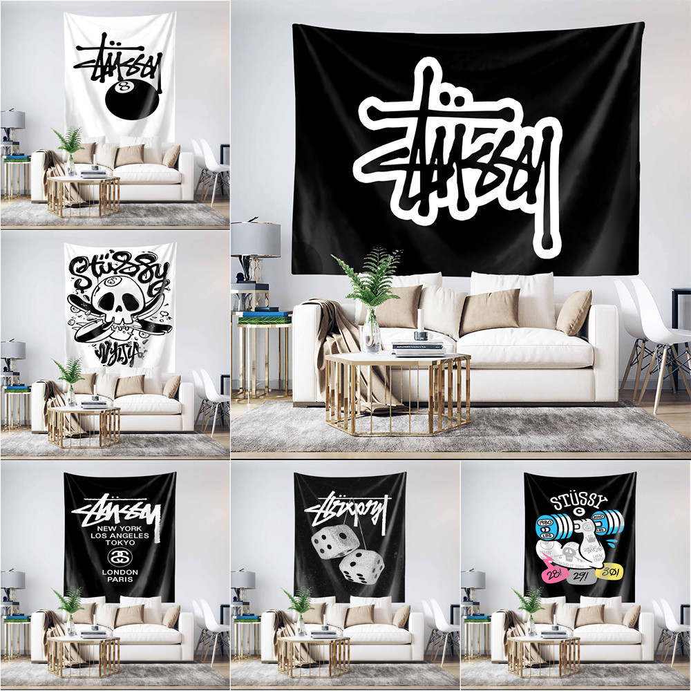 Nghệ Thuật Stussy Logo Tấm Thảm Treo Tường Có Kẹp Tấm Thảm Polyester Phòng Ngủ Treo Tường Tấm Thảm Trang Trí Nhà Cửa