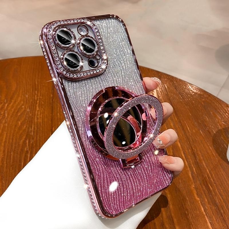Lấp Lánh Nước Tấm Kim Cương Giá Đỡ Ốp Lưng Điện Thoại iphone15 Pro Max 14 13 12 11 Vỏ Cho iPhone Ốp Lưng TPU Silicon Mềm Vỏ Chống Sốc