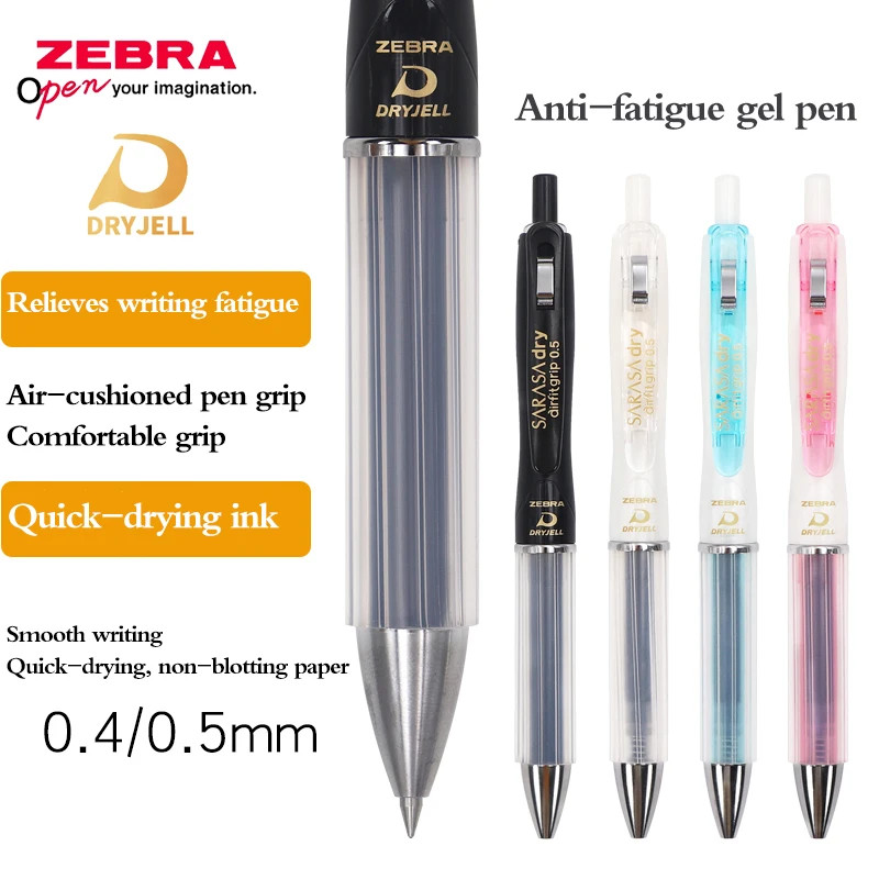 Bút Gel ZEBRA SARASA JJZ49 Đệm khô nhanh Chống mệt mỏi 0,5 / 0,4mm Bấm màu đen Văn phòng Chữ ký Bút Đồ dùng văn phòng phẩm