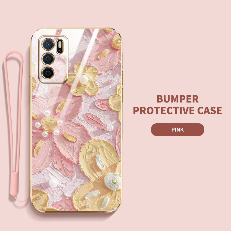 Ốp Điện Thoại YBD Cho OPPO Reno 12 Pro Reno 12F Realme C65 4G A3 Pro (Ấn Độ) Sơn Dầu Phong Cách Hoa Vỏ Mềm Mạ Điện Phẳng