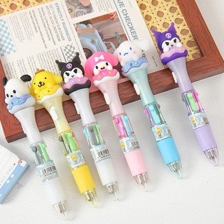 [4 Ngòi] Bút Bi Hoạt Hình Có Đèn Nhấp Nháy, Bút 4 Ngòi Mực Gel, Bút Bi Văn Phòng, Bút Bi Hoạt Hình