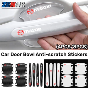 4 / 8 Chiếc Mazda Trong Suốt Cửa Xe Ô Tô Bát Miếng Dán Chống Trầy Xước Miếng Dán Tay Nắm Cửa Ô Tô Bảo Vệ Phiên Bản Dày Sợi Carbon Textur Cho Xe Mazda 2 3 CX5 CX30 CX8 CX3 Mazda2 6 5 CX9 B