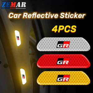 4 Toyota GR Cửa Xe Ô Tô Miếng Dán Phản Quang Chống Trầy Xước Miếng Dán Cảnh Báo An Toàn Xe Hơi Sáng Dạ Quang Vào Ban Đêm Cho Agya Raize Calya Avanza Veloz Rush Kijang Innova Yaris