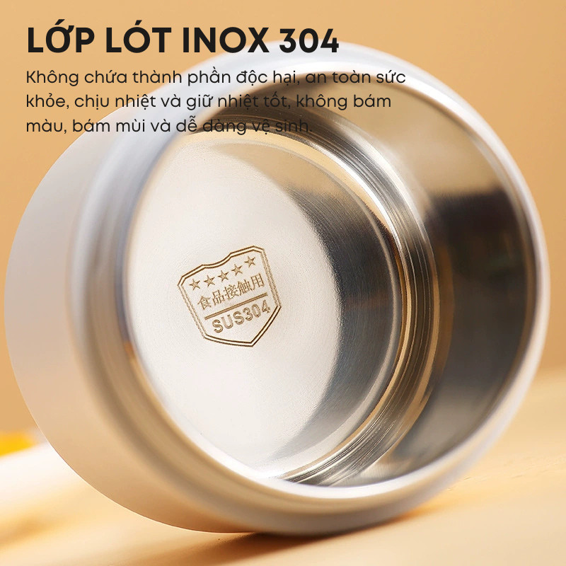 Cặp Lồng Cơm Giữ Nhiệt - Hộp Đựng Cơm Canh, Bình Ủ Cháo Inox 304 3 Lớp Chống Nóng Cao Cấp | 248