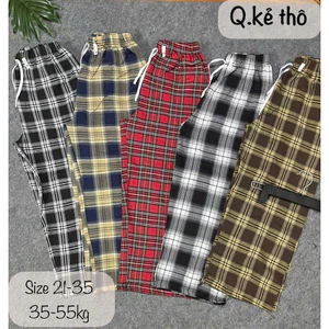 quần suông dài sọc kẻ bé gái size đại 30-55kg, Quần Ống Rộng Cho Bé Gái Phong Cách Hàn quốc