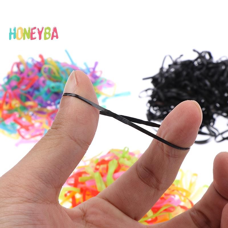 < Honeyba > 1000 Chiếc Dây Cao Su Dùng Một Lần Dây Buộc Tóc Co Giãn Nhẫn Dây Buộc Trẻ Em Bé Gái Đuôi Ngựa