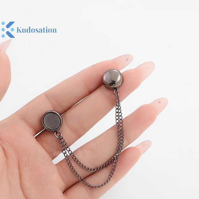 Kudosation 2 Chiếc Đa Năng Từ Quần Áo Kẹp Với Dây Xích Nút Kim Loại Kẹp Quần Áo Khăn Chân Vòng bít Cố Định Nam Châm Pin