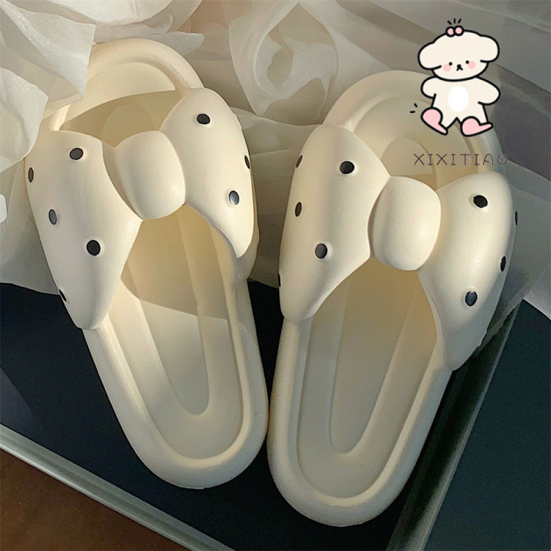 Xixitiao Mùa Hè Ngọt Nơ Bước Trên Shit Đế Mềm Flip-Flops Mặc Ngoài Trời Đi Biển Kỳ Nghỉ Đi Biển Dép Đi Biển Dép Nữ
