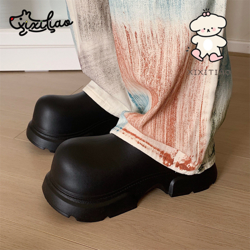 Xixitiao Mặc Ngoài Phong Cách Thường Ngày Slip-On Lười Nửa Dép Nữ Mùa Hè Đế Dày Tăng Cực Khoái Thoáng Mát Thời Trang Ngón Chân To