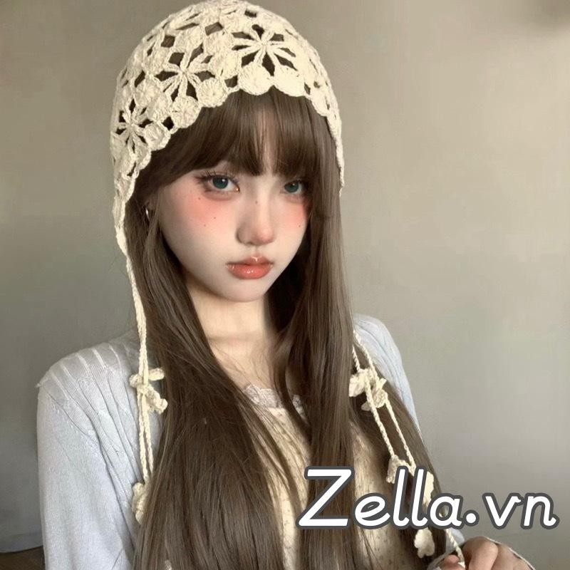 Mũ Móc Handmade Cho Nữ Chắc Chắn Phong Cách Rỗng Ra Hoa Tua Rua Đan Beanie