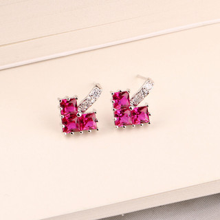 Châu Âu Mỹ ins Phong Cách Mới Nhiều Màu Sắc Zircon Trái Tim Tình Yêu Bông Tai Nữ