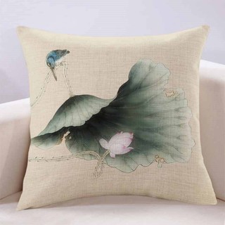 Gối đệm sofa phong cách Trung Hoa màu be, tựa lưng giường Zen, có lõi