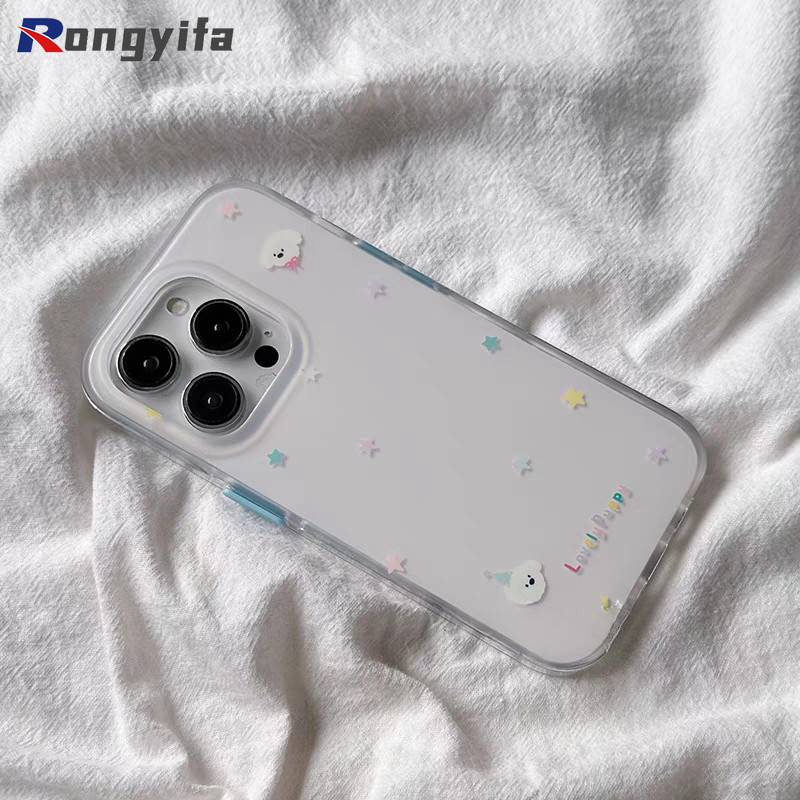 Ốp Lưng Chó Con Dễ Thương Cho OPPO Find X8 Pro X7 F27 F21 Pro Plus A3 A3i A2 A1 Pro A2x A2M A1s A1x A1i 5G F11 R17 R15 Ốp Điện Thoại Hình Chó Hoạt Hình Màu Kem Trắng Trong Suốt Mềm