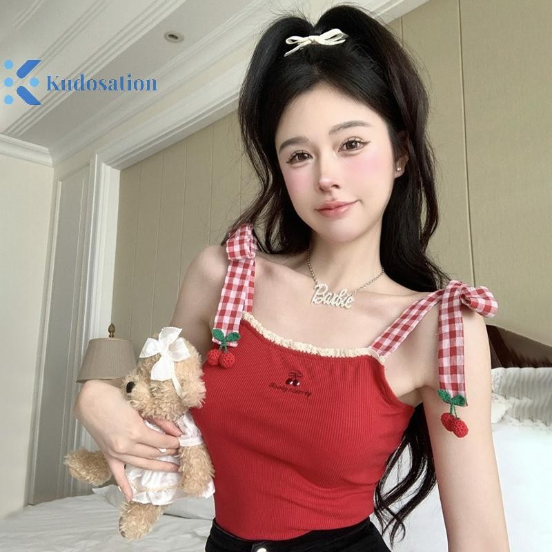 Kudosation Thời Trang Mùa Hè Ngọt Ngào Kẻ Sọc Anh Đào Mỏng Gợi Cảm Áo Khoác Ngoài Cho Nữ Đẹp