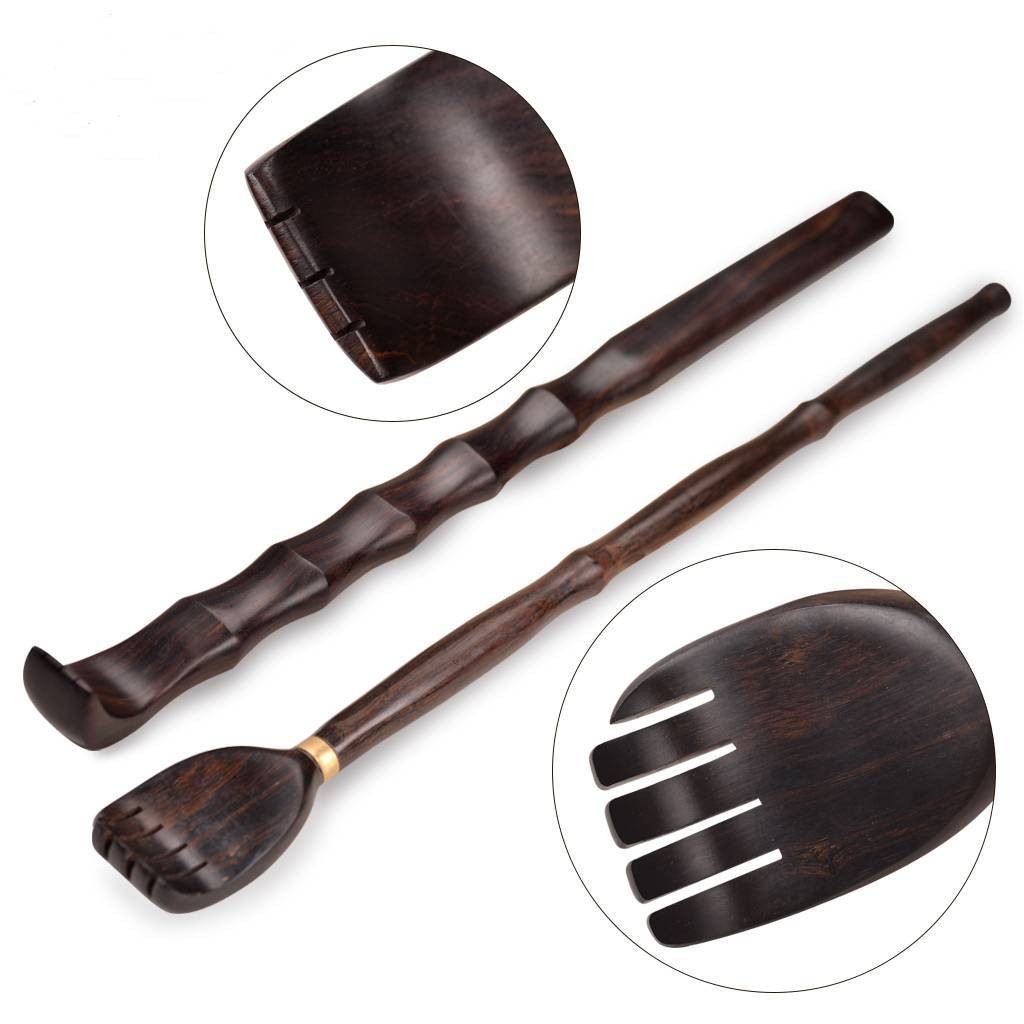 Dụng cụ gãi lưng Huanghuali không cần trợ giúp, gỗ mun tím, gỗ đàn hương, dụng cụ gãi lưng cho ông già, gỗ nguyên bản tích hợp FENX