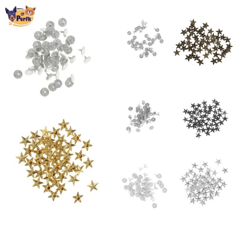 Bộ 50 DIY Ngôi Sao Đinh Tán Chụp Đinh Hợp Kim Nút Trang Trí May Bạc