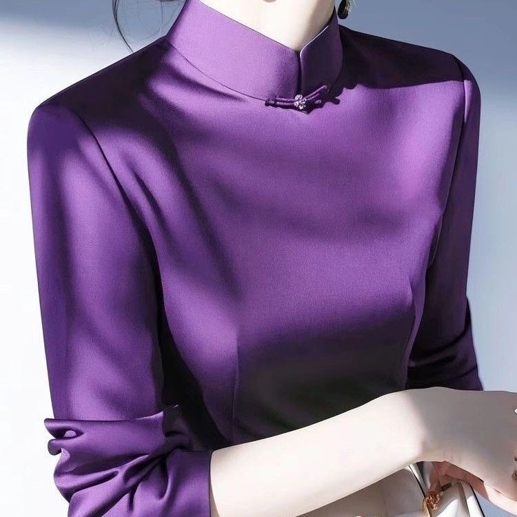 ✨Độc Đáo Siêu Đẹp Mới Phong Cách Trung Hoa Satin Dài Tay Áo Sơ Mi Nữ Phong Cách 2025 Xuân Hè Cao Cấp Ánh Sáng Sang Trọng Phong Cách Trung Hoa Top 25.3.26