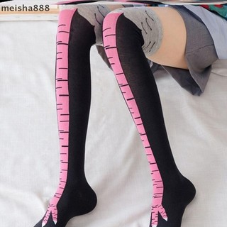 Meisha888 Chân Gà Chân Tất Nữ Trên Đầu Gối Dài Tất Hoạt Hình Ngộ nghĩnh Cotton Chân Gà Móng Vuốt Nữ 3D In Đùi Tất Cao Cấp