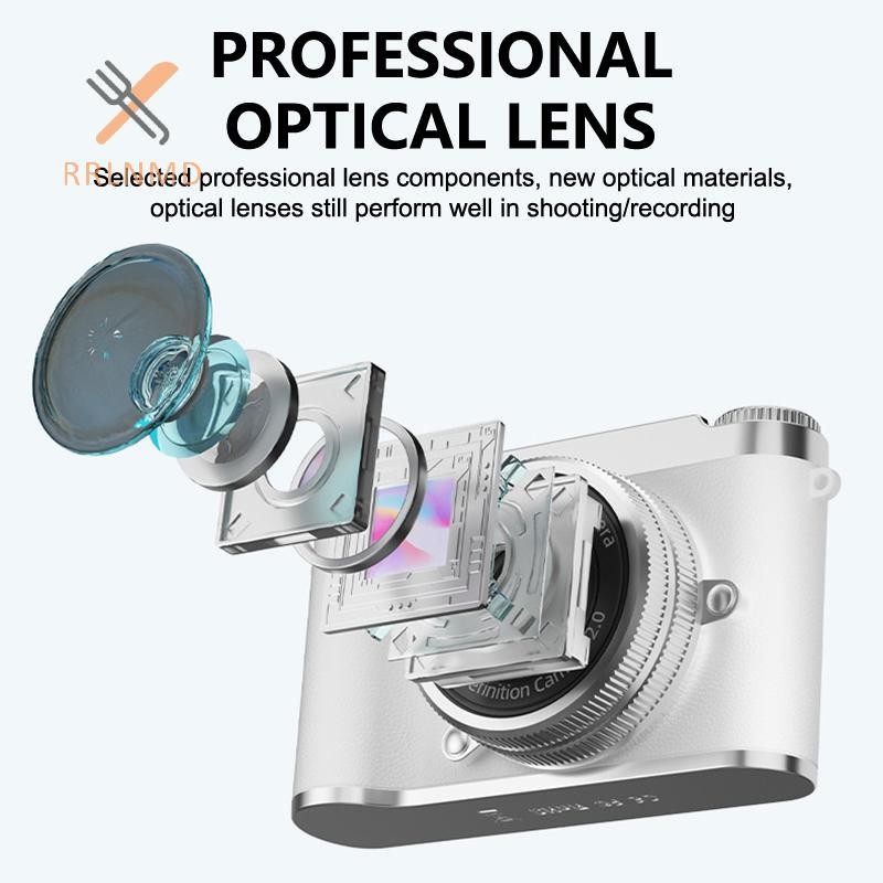 Máy quay Video di động RRLNMD CCD 5MP Tự động lấy nét 8X Zoom Màn hình 2,4 Inch Retro Vlogging Cam cho trẻ em Trẻ em Người mới bắt đầu MỚI
