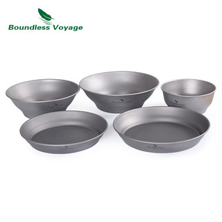 Boundless Voyage Đĩa Titan Bát Bộ Ăn Tối Cắm Trại Ngoài Trời Du Lịch Món Ăn Kim Loại Nhẹ Bộ Đồ Ăn Nhà Bếp Bộ Đồ Ăn