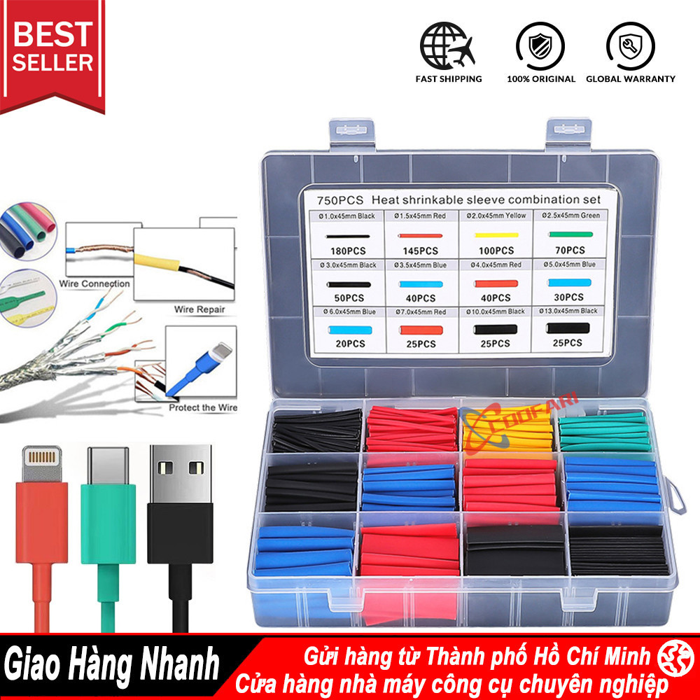 Túi Ống Co Nhiệt Đủ Màu Đủ Cỡ, Ống Gen Loại 164/328/530/560 Ống/Bịch