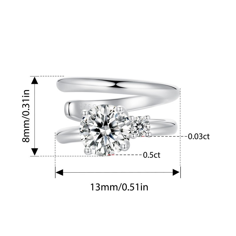 Bamoer 925 Bông Tai Bạc Moissanite Thiết Kế Hai Lớp Kẹp Tai Sáng Trang Sức Quà Tặng Cho Nữ