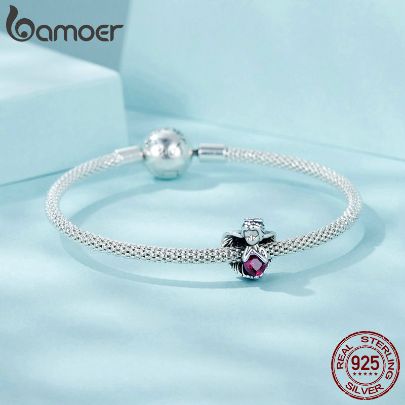 Bamoer 925 Sterling Sliver Charm Thiết Kế Góc Trái Tim Mặt Dây Chuyền Phụ Kiện Cho Vòng Tay Quà Tặng Cho Nữ Bé Gái