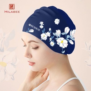 Hilabee Silicone Mũ Bơi Mũ Tắm Bể Bơi Lái Xe Nữ Mũ Bơi In Hoa