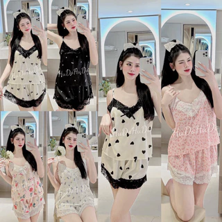 Bộ ngủ 2 dây lụa QC 666 có quai điều chỉnh (sẵn hàng) mẫu mới 2025 siêu đẹp có big sz đến 69 kg