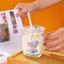 Cốc pha sữa thuỷ tinh chia vạch có nắp và ống hút