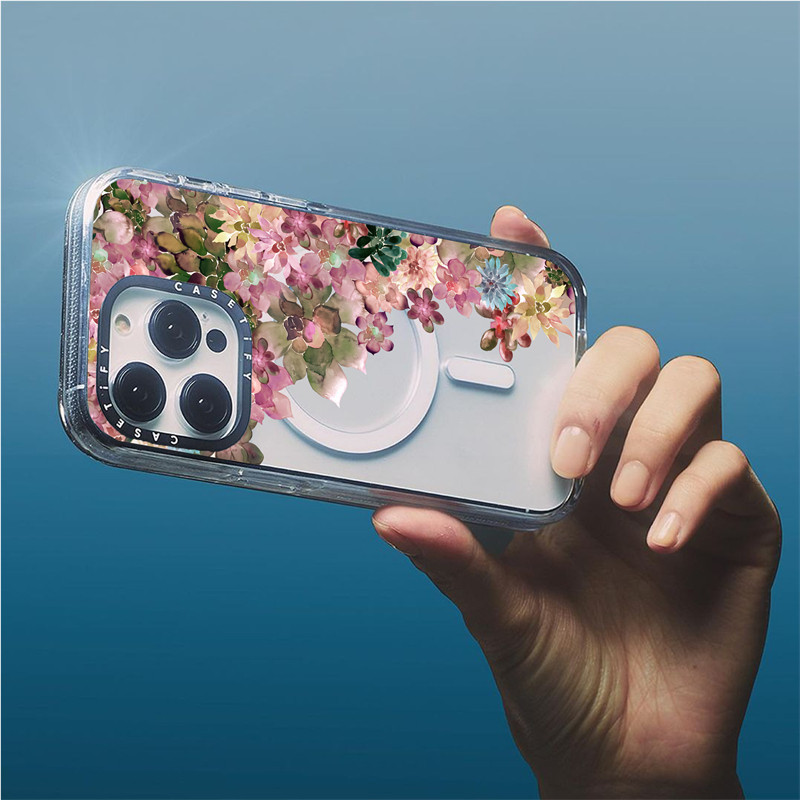 Casetify X Một bức màn của những giấc mơ Hút từ tính Trong suốt Cứng Acrylic Mặt sau TPU Edge Case Sideband Phông chữ Vỏ điện thoại Vỏ tác động cho Apple IPhone 13 14 15 Pro Max