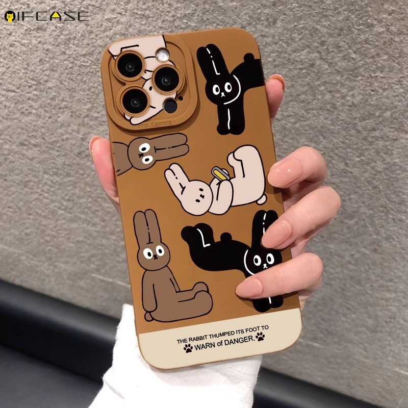 Dành Cho Redmi Note 13 13R 12 Pro Plus 5G 12S 4G 12R Turbo Ốp Điện Thoại Thỏ Ngộ nghĩnh Thỏ Sáng Tạo Hoạt Hình Dễ Thương Mờ Nâu Mờ Đơn Giản Vỏ Silicon Mềm