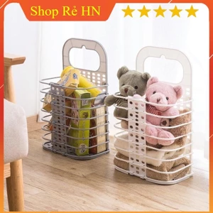 Giỏ nhựa đựng quần áo và đồ dùng sinh hoạt treo tường có thể gấp gọn