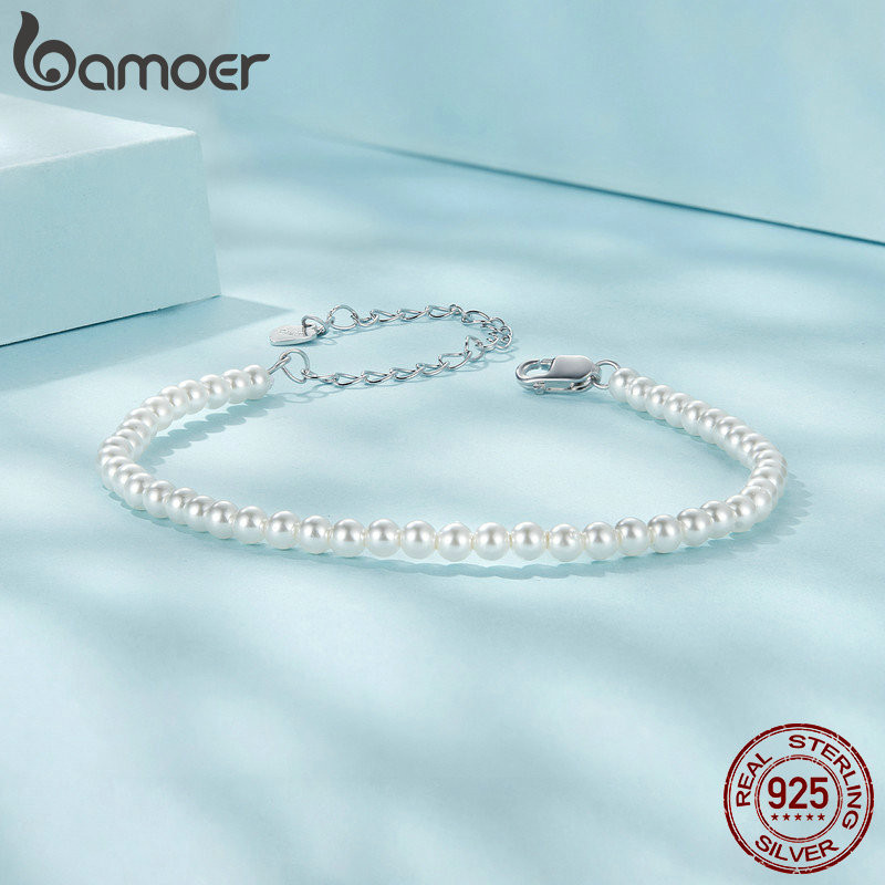 Bộ trang sức bạc Bamoer 925 Sterling Thiết kế ngọc trai Quà tặng cho nữ