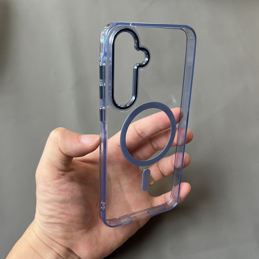 Ốp Điện Thoại Cứng Acrylic Chống Vàng Cho Samsung Galaxy S24 Ultra A16 A55 A35 S22 S23 Plus Ultra FE A16 A56 A36 Chống Sốc Trong Suốt Màu Tím Dày Magentic Cứng Bóng