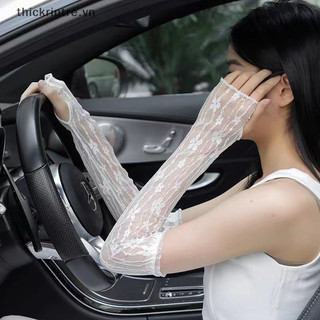 Găng Tay Nữ Chống Nắng Ren Lưới Dài Ngón Mỏng Thoáng Khí UV Mùa Hè, Tay Áo VN