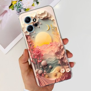Dành Cho Xiaomi Redmi Note 12 4G Vỏ Mới Phong Cách Bướm Hoa Trong Suốt Mềm Mại Ốp Lưng Điện Thoại Xiomi Redmi Note 12 4G Ốp Lưng