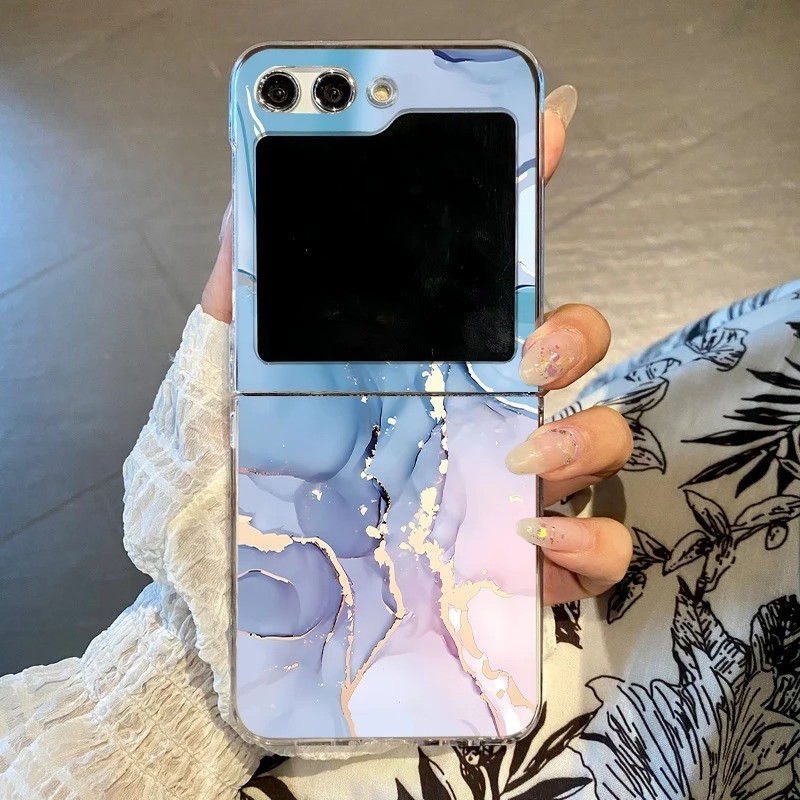 Ốp Điện Thoại Gấp Trong Suốt Cho Samsung Galaxy Z Flip 5 Flip 4 Flip 3 Họa Tiết Đá Cẩm Thạch Trong Suốt Cứng Cho Samsung Z Flip 5 4 3