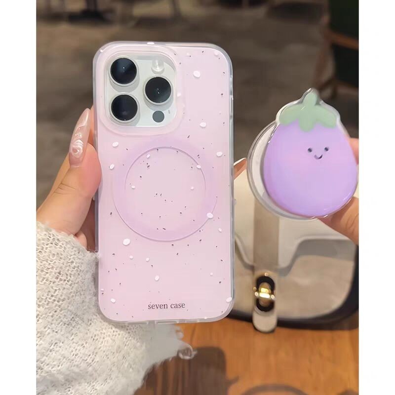 Ốp Lưng Cứng Tương Thích Với iPhone 12 12Pro 12ProMax 13 13Pro 13ProMax 14 14Pro 14ProMax 15 15Pro 15ProMax Ốp Nam Châm Họa Tiết Cà Chua Tím