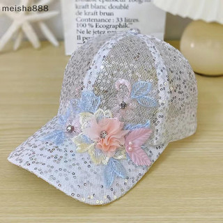 Meisha888 Bóng chày thoáng khí viền ren thanh lịch có thêu hoa & ngọc trai giả - Có thể điều chỉnh & sang trọng cho mọi phụ nữ