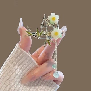 Mauropoli [Sẵn Sàng] Phụ Kiện Tóc Mộc Lan Mùa Hè Nữ Cổ Kẹp Tóc Tua Rua Kẹp Tóc Tóc Gãy Bên Kẹp Nổ Kẹp Hanfu Sườn Xám Phụ Kiện