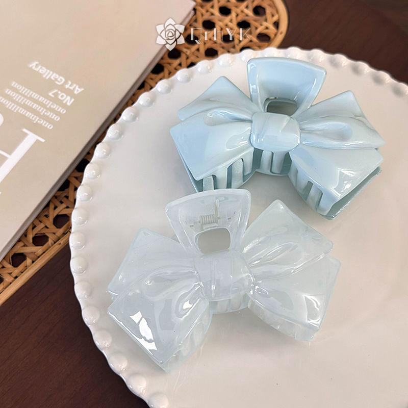 Qrhyk Kem Ngọt Nơ Xanh Ngôi Sao Năm Cánh Kẹp Tóc Hình Học Vuốt Tóc Cho Nữ Thanh Lịch Nơ Cua Barrettes Phụ Kiện Tóc Mới