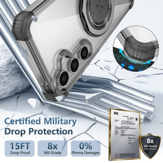 Dành cho Samsung S23 FE Ốp điện thoại trong suốt 360°Chân đế vòng từ tính xoay được Chống sốc Vỏ mỏng trong suốt