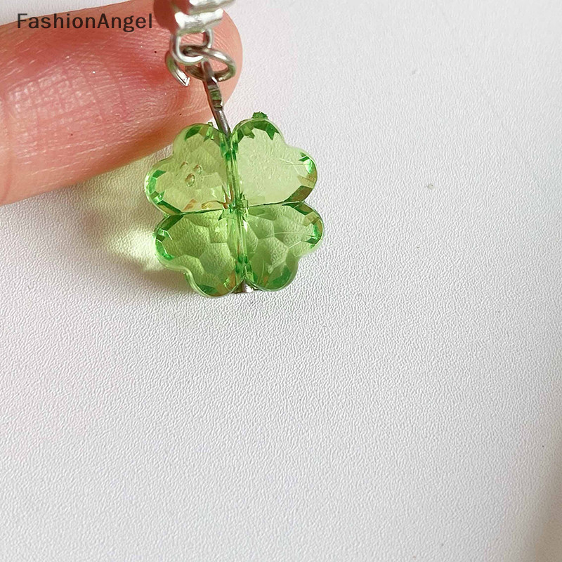 Fashionangel Handmade Đính Hạt Dây Xích Điện Thoại Bốn Lá Cỏ Ba Lá Điện Thoại Nhiều Màu Sắc Móc Khóa CCD Mặt Dây Chuyền Điện Thoại Di Động Quyến Rũ Phụ Kiện Treo Trang Trí TH