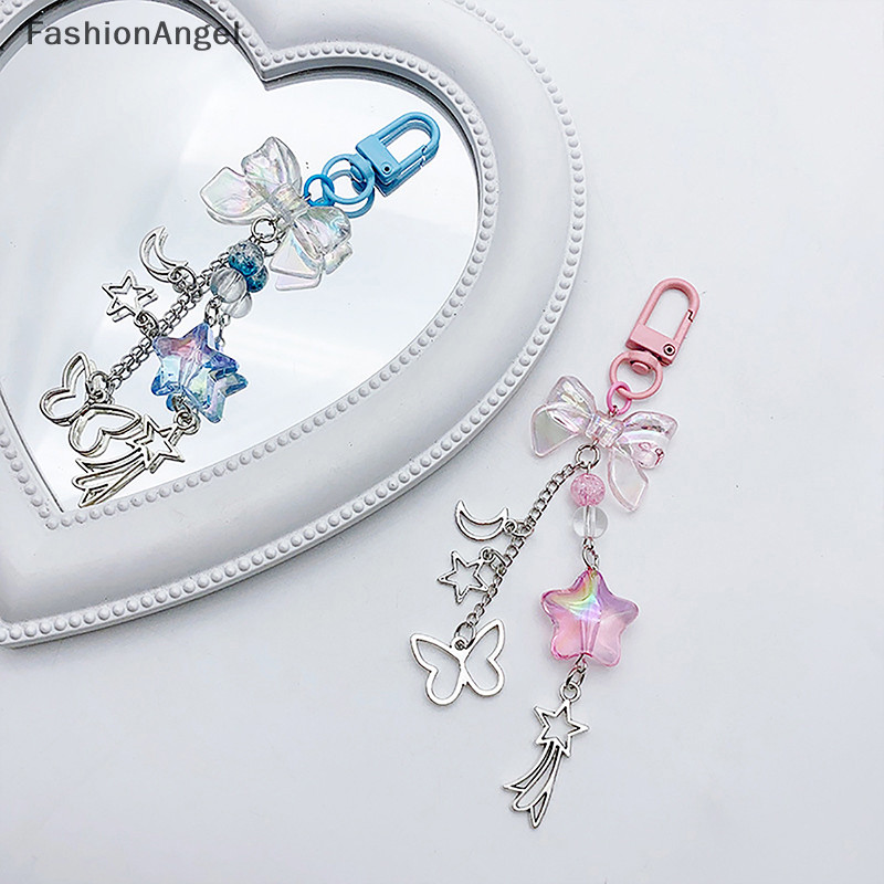 FashionAngel Ngôi Sao Ngọt Ngào Nơ Điện Thoại Ch Mặt Dây Chuyền Dễ Thương Đính Hạt Handmade Móc Khóa Dành Cho Nữ Bé Gái Túi Thời Trang Trang Trang Trí Quà Tặng TH