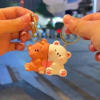 Cặp Đôi Từ Tính Gấu Dễ Thương Mặt Dây Chuyền Móc Khóa Ngọt Ba Lô Nam Châm Quyến Rũ Móc Khóa Xe Móc Khóa Người Bạn Tốt Nhất Quà Tặng