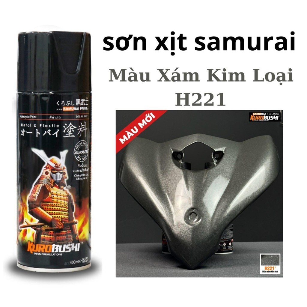 sơn xịt màu xám kim loại H221 samurai chính hãng 400ml | Shopee Việt Nam