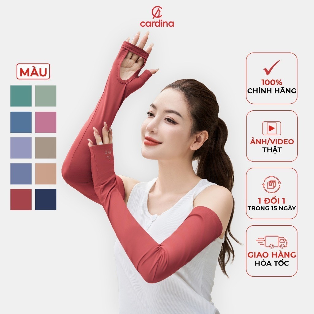 Găng tay chống nắng CARDINA vải Icetext chống UV co giãn 4 chiều màu sắc nhẹ nhàng lôi cuốn thiết kế đơn giản 4NGT01