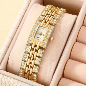 Đồng hồ nữ Đồng hồ thạch anh hình chữ nhật đính kim cương hợp thời trang thanh lịch
