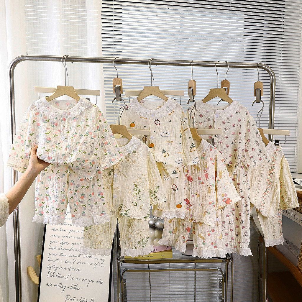 Bé Gái Dài Tay Mỏng Bộ Đồ Ngủ Bé Gái Xuân Thu Hè Thời Gian Cotton Phiên Bản Hàn Quốc Điều Hòa Không Khí Phù Hợp Với IA5T